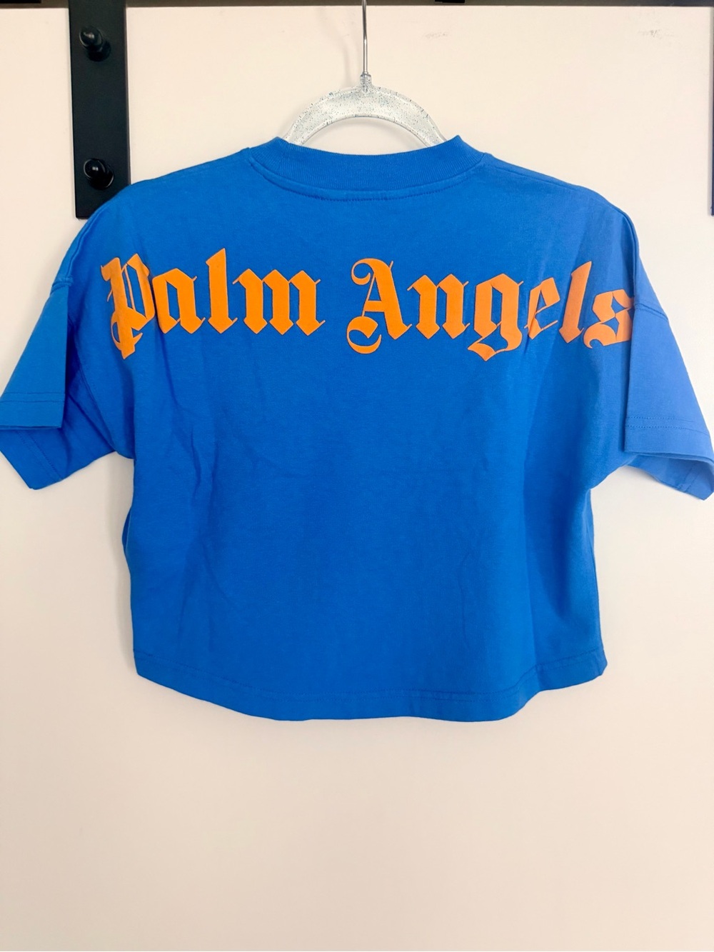 Palm Angels Classic Overlogo Crop Top in Blue, Orange Text NWOT - AUTHENTIC